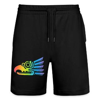 Mehrfarbiger Stammesvogelkopf - Stanley/Stella Unisex Bio Joggingshorts Trainer  - Schwarz - Vorne - Nik (191cm) & Marisol (170cm)