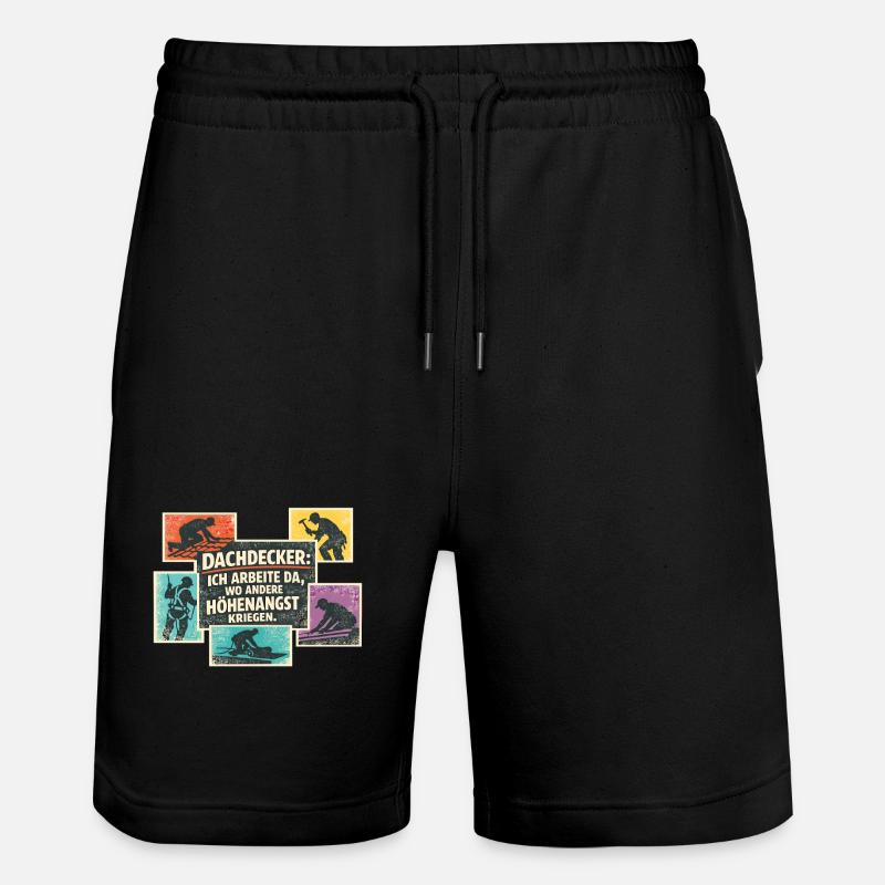 Dachdecker Spruch Retro Collage - Stanley/Stella Unisex Bio Joggingshorts Trainer  - Schwarz