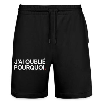 J’ai oublié pourquoi humour moderne - Short de jogging bio TRAINER Stanley/Stella unisexe - noir - Devant - Nik (191cm) & Marisol (170cm)