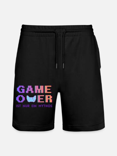 Game Over Mythos Pixel Gradient - Stanley/Stella Trainer Unisex Organic Jogging Shorts - black