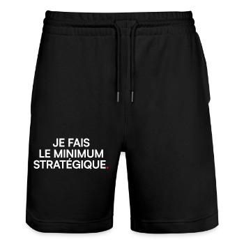 Je fais le minimum stratégique humour - Short de jogging bio TRAINER Stanley/Stella unisexe - noir - Devant - Nik (191cm) & Marisol (170cm)