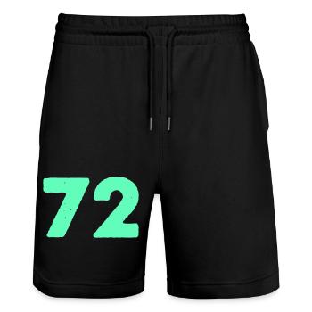 Neon Number 72 Mint Graphic - Stanley/Stella Trainer Unisex Organic Jogging Shorts - black - Front - Nik (191cm) & Marisol (170cm)