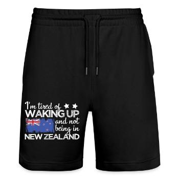 I'm Tired Waking Up Not Being In New Zealand - Stanley/Stella Trainer Unisex Organic Jogging Shorts - black - Front - Nik (191cm) & Marisol (170cm)