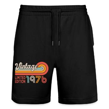 Jubiläum 1976 1976 50 Jahre - Stanley/Stella Unisex Bio Joggingshorts Trainer  - Schwarz - Vorne - Nik (191cm) & Marisol (170cm)
