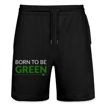 Born to Be Green Shamrock - Stanley/Stella Trainer Unisex Organic Jogging Shorts - black - Front - Nik (191cm) & Marisol (170cm)