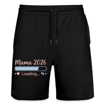 Mama 2026 Chargement - Short de jogging bio TRAINER Stanley/Stella unisexe - noir - Devant - Nik (191cm) & Marisol (170cm)