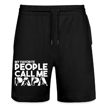 My Favorite People Call Me Papa Steel Worker Art - Stanley/Stella Trainer Unisex Organic Jogging Shorts - black - Front - Nik (191cm) & Marisol (170cm)
