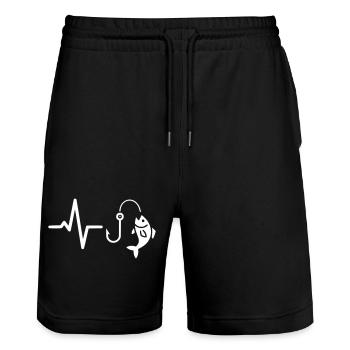 ECG Heartbeat Fishing White - Stanley/Stella Trainer Unisex Organic Jogging Shorts - black - Front - Nik (191cm) & Marisol (170cm)