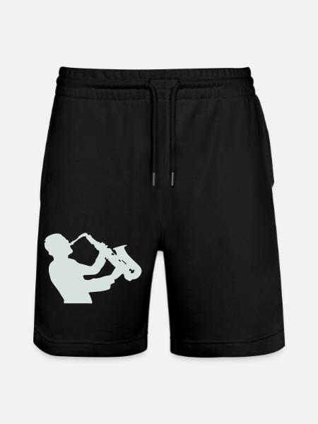 Jazz Saxophone Silhouette - Stanley/Stella Trainer Unisex Organic Jogging Shorts - black