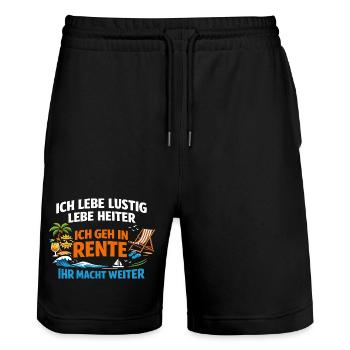 Ich geh in Rente Ihr macht weiter - Stanley/Stella Unisex Bio Joggingshorts Trainer  - Schwarz - Vorne - Nik (191cm) & Marisol (170cm)