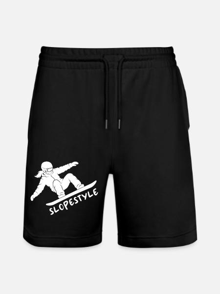 Slopestyle Snowboard Action Gift - Stanley/Stella Trainer Unisex Organic Jogging Shorts - black