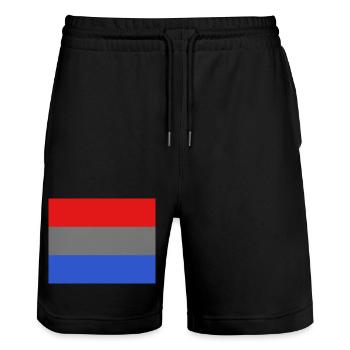 Luxembourg flag - Stanley/Stella Trainer Unisex Organic Jogging Shorts - black - Front - Nik (191cm) & Marisol (170cm)