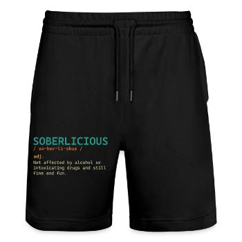 Soberlicious Definition Lustige nüchterne Genesung AA - Stanley/Stella Unisex Bio Joggingshorts Trainer  - Schwarz - Vorne - Nik (191cm) & Marisol (170cm)