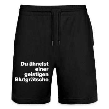YOU RESEMBLE A MENTAL BLOOD TACKLE. SARCASM - Stanley/Stella Trainer Unisex Organic Jogging Shorts - black - Front - Nik (191cm) & Marisol (170cm)