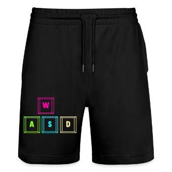 Zocken Computerspieler Zocker Gaming Gamer - Stanley/Stella Unisex Bio Joggingshorts Trainer  - Schwarz - Vorne - Nik (191cm) & Marisol (170cm)