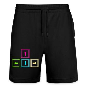 Zocken Computerspieler Zocker Gaming Gamer - Stanley/Stella Unisex Bio Joggingshorts Trainer  - Schwarz - Vorne - Nik (191cm) & Marisol (170cm)
