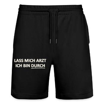 Lustiger Spruch Party Festival - Stanley/Stella Unisex Bio Joggingshorts Trainer  - Schwarz - Vorne - Nik (191cm) & Marisol (170cm)