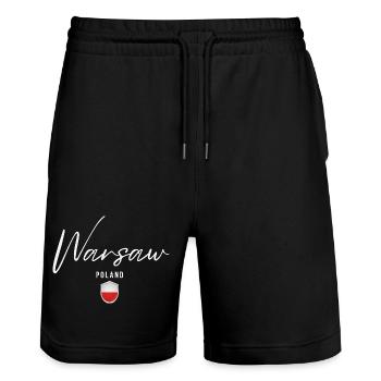 Varsovie, Pologne, design élégant Varsovie - Short de jogging bio TRAINER Stanley/Stella unisexe - noir - Devant - Nik (191cm) & Marisol (170cm)