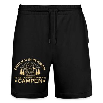 Retraite du camping de la maison d’hôtes - Short de jogging bio TRAINER Stanley/Stella unisexe - noir - Devant - Nik (191cm) & Marisol (170cm)