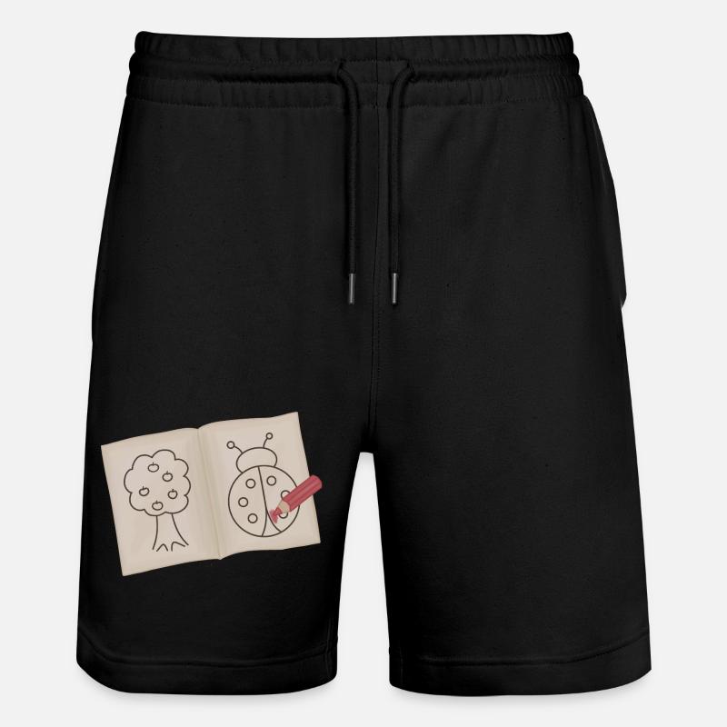 Tree and Ladybug Doodle Sketch - Stanley/Stella Trainer Unisex Organic Jogging Shorts - black
