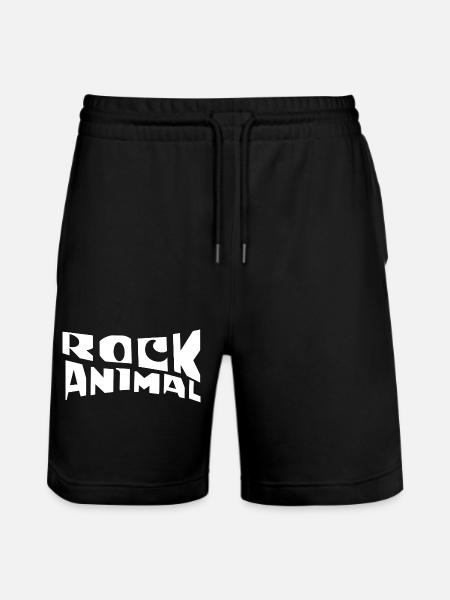 Rock Animal: Bold Monochrome Graphic - Stanley/Stella Trainer Unisex Organic Jogging Shorts - black