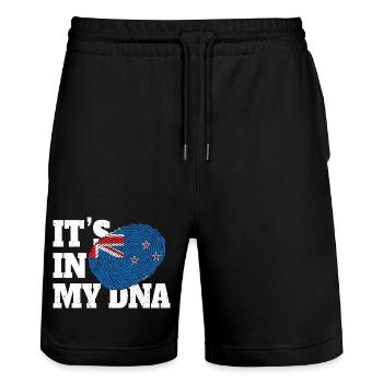 It's In My DNA New Zealand - Stanley/Stella Trainer Unisex Organic Jogging Shorts - black - Front - Nik (191cm) & Marisol (170cm)