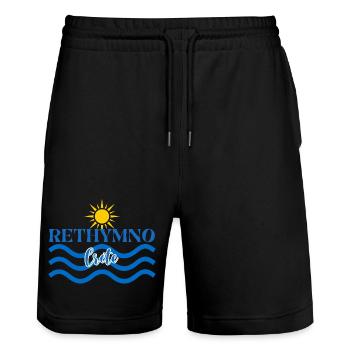Logo du soleil de Crète à Rethymno - Short de jogging bio TRAINER Stanley/Stella unisexe - noir - Devant - Nik (191cm) & Marisol (170cm)