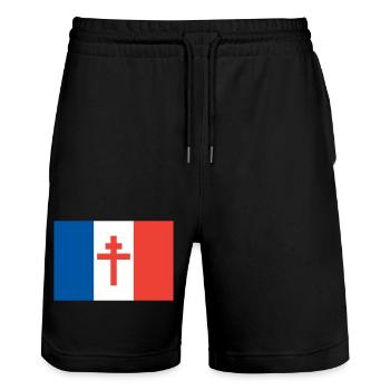 France Libre - Stanley/Stella Unisex Bio Joggingshorts Trainer  - Schwarz - Vorne - Nik (191cm) & Marisol (170cm)