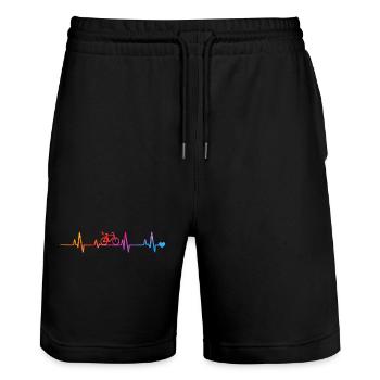 Lignes d’impulsion de vélo arc-en-ciel - Short de jogging bio TRAINER Stanley/Stella unisexe - noir - Devant - Nik (191cm) & Marisol (170cm)
