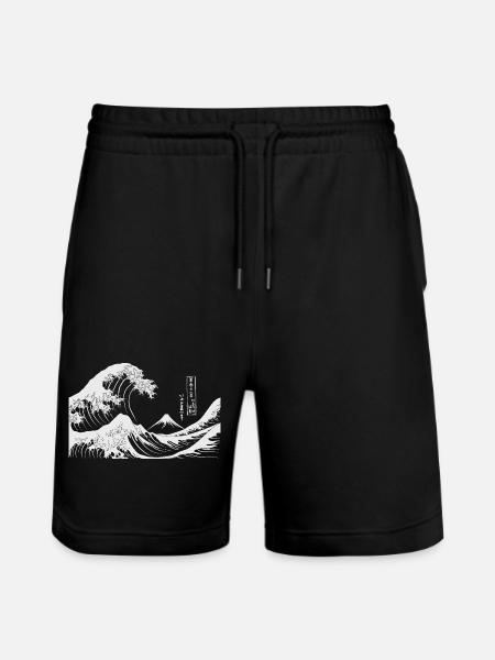 Great Wave Kanagawa Japanese Art - Stanley/Stella Trainer Unisex Organic Jogging Shorts - black