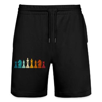 Rainbow Chess Game Pieces - Stanley/Stella Trainer Unisex Organic Jogging Shorts - black - Front - Nik (191cm) & Marisol (170cm)