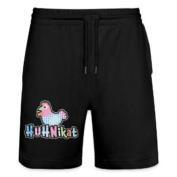 HUHNikat Chicken Fans - Coq - Coq - Bio - Short de jogging bio TRAINER Stanley/Stella unisexe - noir - Devant - Nik (191cm) & Marisol (170cm)