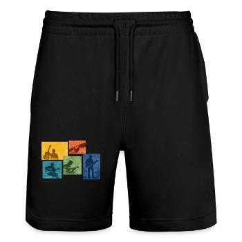 Guitar Grunge Color Blocks - Stanley/Stella Trainer Unisex Organic Jogging Shorts - black - Front - Nik (191cm) & Marisol (170cm)