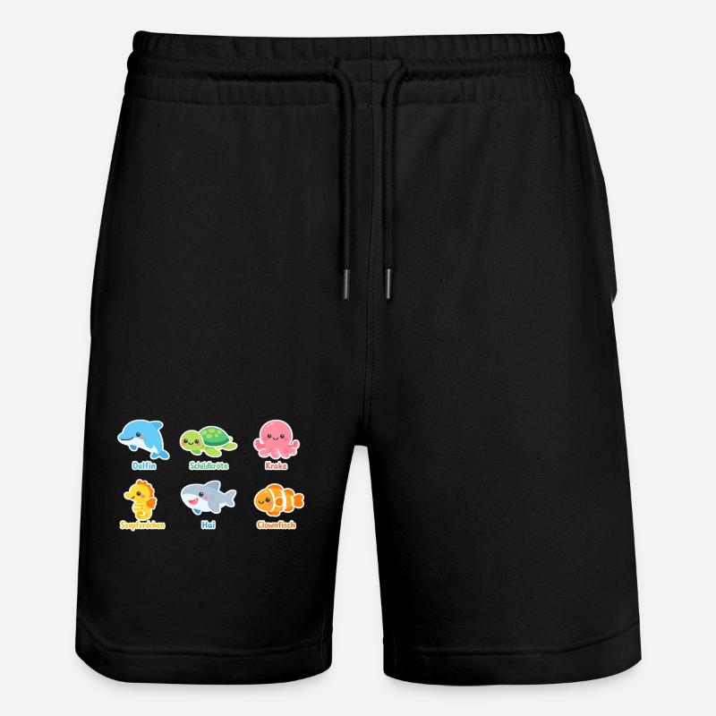 Autocollant des créatures marines câlines - Short de jogging bio TRAINER Stanley/Stella unisexe - noir