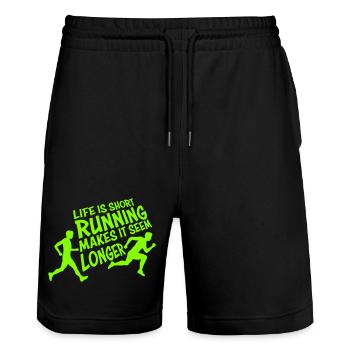 Life Is Short Running Makes It Seem Longer Funny - Stanley/Stella Trainer Unisex Organic Jogging Shorts - black - Front - Nik (191cm) & Marisol (170cm)