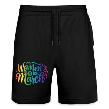 Women Day 8th March - Stanley/Stella Trainer Unisex Organic Jogging Shorts - black - Front - Nik (191cm) & Marisol (170cm)