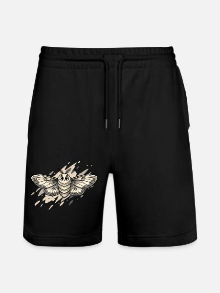 Moth Moth Illustration - Stanley/Stella Trainer Unisex Organic Jogging Shorts - black