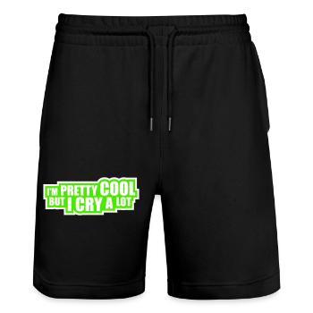 I'm Pretty Cool But I Cry A Lot Lustig Emotional - Stanley/Stella Unisex Bio Joggingshorts Trainer  - Schwarz - Vorne - Nik (191cm) & Marisol (170cm)