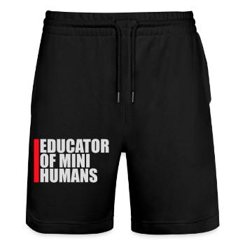 Educator Of Little Humans Teacher Funny Kids - Stanley/Stella Trainer Unisex Organic Jogging Shorts - black - Front - Nik (191cm) & Marisol (170cm)