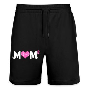 Twins Mom Twin Mom Mom Gift - Stanley/Stella Trainer Unisex Organic Jogging Shorts - black - Front - Nik (191cm) & Marisol (170cm)