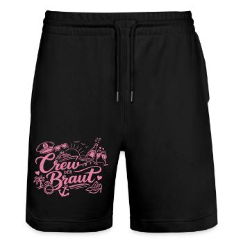 Crew of the Bride – Bachelor Party Cruise - Stanley/Stella Trainer Unisex Organic Jogging Shorts - black - Front - Nik (191cm) & Marisol (170cm)