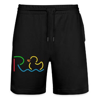 Endlich Rente - Ruhestand - Pension - Stanley/Stella Unisex Bio Joggingshorts Trainer  - Schwarz - Vorne - Nik (191cm) & Marisol (170cm)