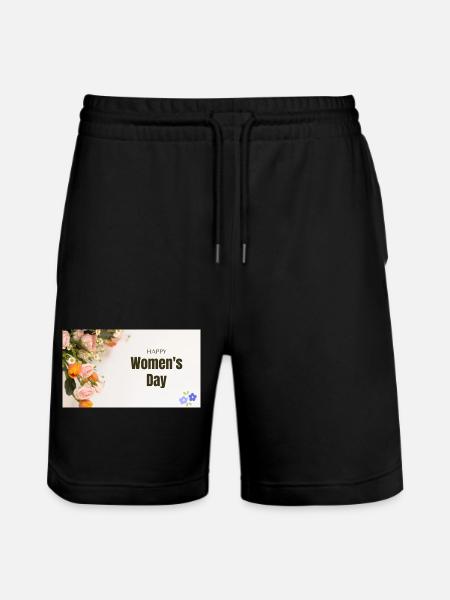 Happy Women's Day Floral Roses - Stanley/Stella Trainer Unisex Organic Jogging Shorts - black