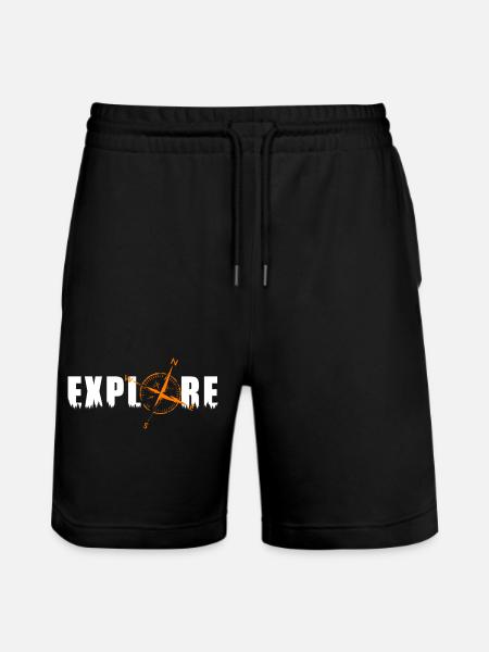 Explore motif with a compass - Stanley/Stella Trainer Unisex Organic Jogging Shorts - black