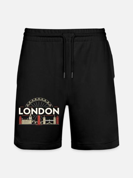 London Skyline and Ferris Wheel - Stanley/Stella Trainer Unisex Organic Jogging Shorts - black