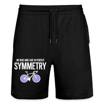 Professionnel de la symétrie parfaite du cyclisme artistique - Short de jogging bio TRAINER Stanley/Stella unisexe - noir - Devant - Nik (191cm) & Marisol (170cm)