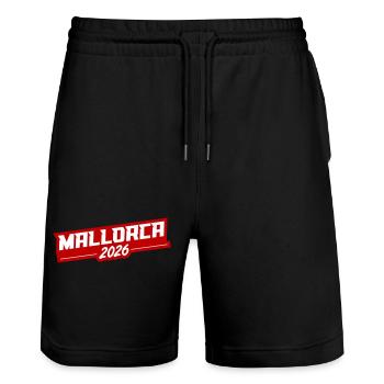 Mallorca 2026 - Stanley/Stella Trainer Unisex Organic Jogging Shorts - black - Front - Nik (191cm) & Marisol (170cm)
