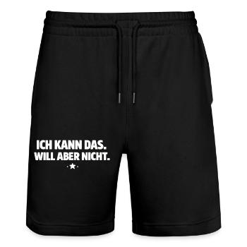 Ich kann das, will aber nicht - Stanley/Stella Unisex Bio Joggingshorts Trainer  - Schwarz - Vorne - Nik (191cm) & Marisol (170cm)