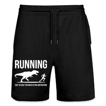 Running Humor Shirt for Joggers - Stanley/Stella Trainer Unisex Organic Jogging Shorts - black - Front - Nik (191cm) & Marisol (170cm)