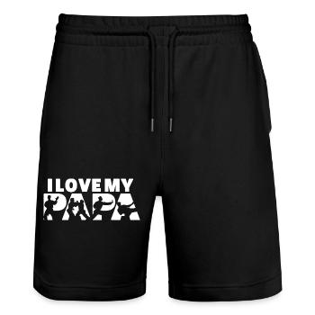 Ich liebe meine Judo Papa Martial Arts Silhouette - Stanley/Stella Unisex Bio Joggingshorts Trainer  - Schwarz - Vorne - Nik (191cm) & Marisol (170cm)